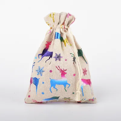 Snowflake Elk Candy Cotton Linen Packaging Bag