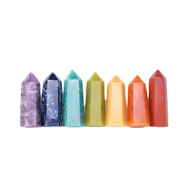 Natural Crystal Agate Jade Six-sided Single-pointed Column Combination