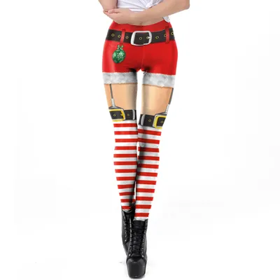 Women Christmas Digital Print Tight Leggings