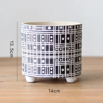 Ceramic Tabletop Flowerpot With Succulent Plant Flower