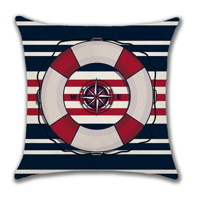 Home American Ocean Style Linen Pillow Cover