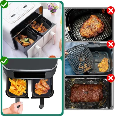 2x Air Fryer Silicone Pot Rectangle Baking Tray Basket Liners Insert Dish