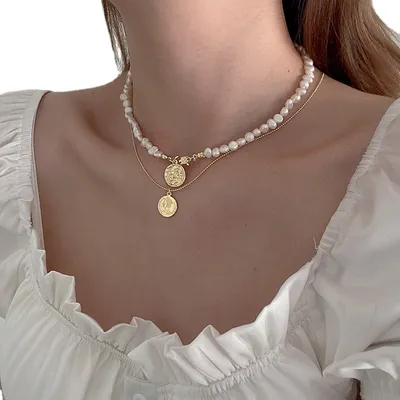 Women's Temperament Wild Vintage Double-layer Freshwater Pearl Necklace