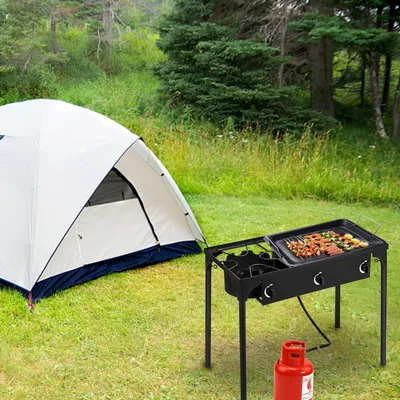 Rectangular Three Eyed Four Legged Gas Burner