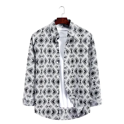 Striped Printed Long-sleeved Shirt Plus Size Wave Pattern