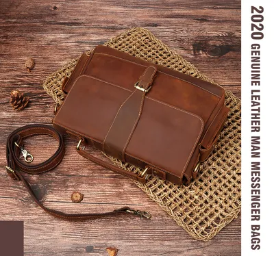 Business leather men's briefcase