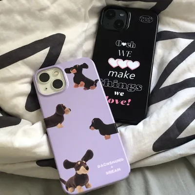 Niche Dachshund Pattern Purple Phone Case