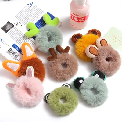 Tie-up Antlers Plush Hair Ring Rabbit Ear Rubber Band