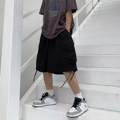 Large Pocket Cargo Shorts Men's Summer Hong Kong Style Retro Straight