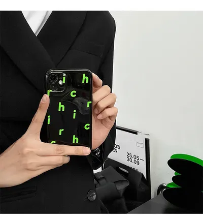 Niche Fluorescent Green Letter Rich Phone Case