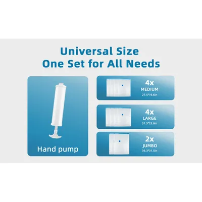 Eco-Friendly Clothes And Bedding Space-Saving Compression Bags, 4 Medium Bags, 4 Large Bags, 2 Extra Large Bags With Pump