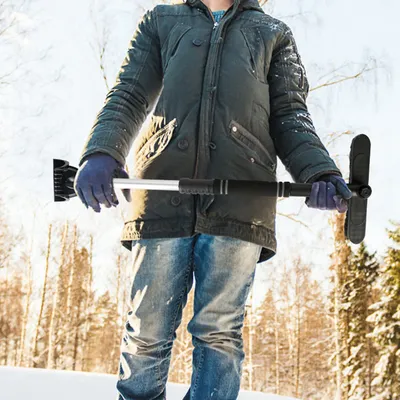 3 Color Options -- 1Pc 3 In 1 Windshield Ice Scraper Extendable Car Snow Removal Tool Telescoping Car Broom Snow Shovel Automobile Frost Removal