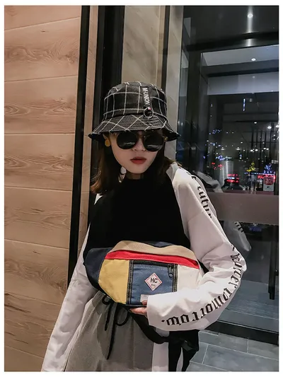 Contrast canvas bag mini sports chest