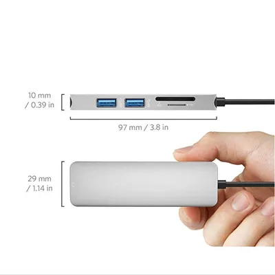 Stylish 5-in-1 Notebook Extension Dock Card Reader