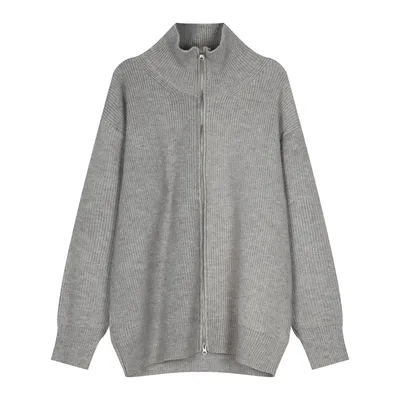 Loose Personality Double Zipper Design Lazy Style Knitted Sweater Men