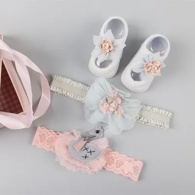 New baby hair accessories socks and shoes set box