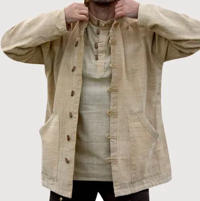 Men's ethnic style hooded long sleeve casual jacket