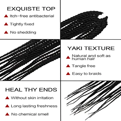 4X EZ SENEGALESE BRAID Long Crochet Braid Synthetic Hairstyle Black Burgundy Brown Ladies Box Braid
