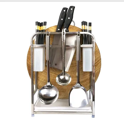 Stainless Steel Square Tube Knife Holder Knife Holder Cutting Board Rack Cutting Board Rack Kitchen Multi-Function Storage Racks Chopstick Holder