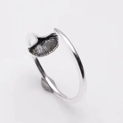 Ginkgo Leaf Vintage Ethnic Style Couple Ring