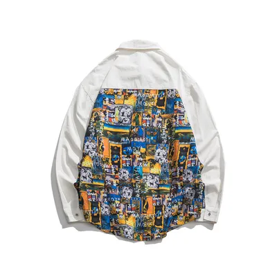 قميص رجالي فضفاض مطبوع