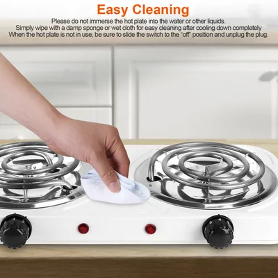2 Color Options -- 1Pc 2000W Electric Double Burner For Spring Season Cooking Portable Coil Heating Hot Plate Stove Countertop RV Hotplate With Non Slip Rubber Feet 5 Temperature Adjustments