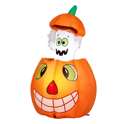 مجسمات هالوين قابلة للنفخ بطول 2.8 قدم، على شكل يقطينة وشبح متحركين، زينة خارجية قابلة للنفخ للحديقة مع مصابيح LED مدمجة لتزيين الحدائق والمروج الداخلية للحفلات