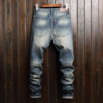 New Men's Straight Slim Ripped Jeans