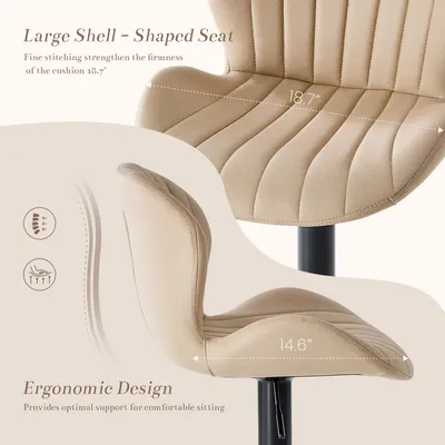 Modern Bar Stools Set Of 2, Adjustable Faux Leather Upholstered Swivel Bar Stools