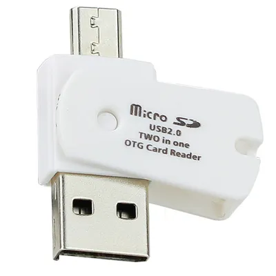 Rotating USB2.0 TF Card Reader 2-in-1 Micro Usb Android Phone OTG Card Reader