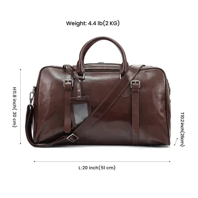 Vegetable Tanned Leather Luggage Bag, Men's Bag, Sports And Fitness Bag, Genuine Leather Business Handbag, Short Distance Outdoor Travel Bag