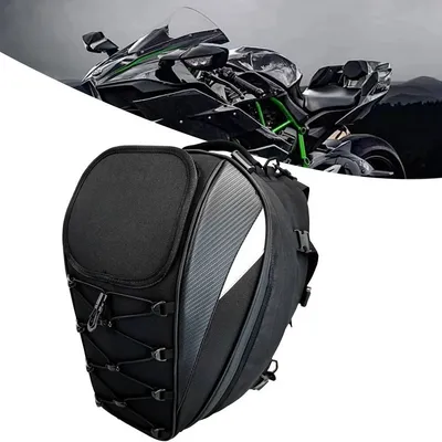 Motorcycle Rear Seat Tail Bag Motorbike Luggage Helmet Storage Backpack Grey