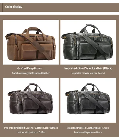 New Men's Genuine Leather Travel Bag, First-Layer Cowhide, Large Capacity Men's Handbag, Casual Travel And Business Trip Luggage Bag