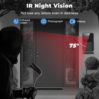 جرس باب فيديو لاسلكي للاستخدام المنزلي، كاميرا جرس باب واي فاي مع وظيفة اتصال صوتي ثنائي الاتجاه