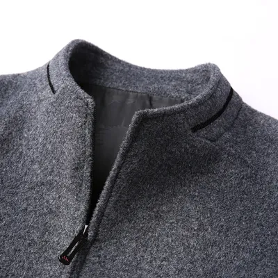 Winter new men's short woolen coat stand collar