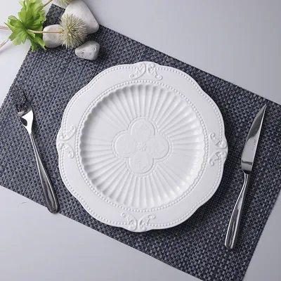 Household European Pure White Dessert Plate Water Fruit Plate