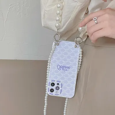 Ladies Fashion Pearl Diagonal Phone Case