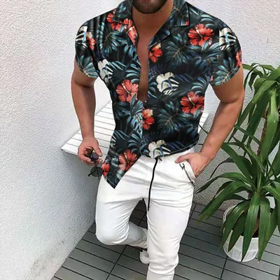 Cross-Border Hot Models Amazon Ebay European And American Men's Short-Sleeved Fashion Shirts Shirts New Tops Men's Trend