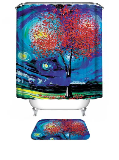 Custom Printed Digital Bathroom Waterproof Toilet Curtain