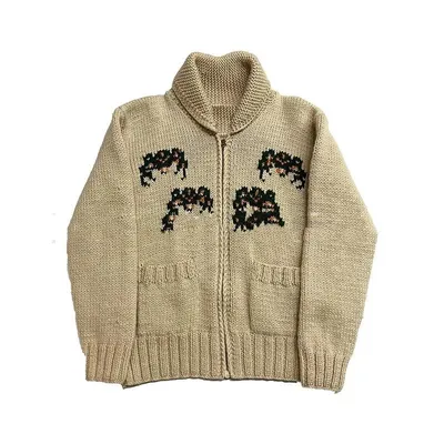Men's And Women's Loose Square Collar Zipper Spider Web Jacquard Warm Sweater