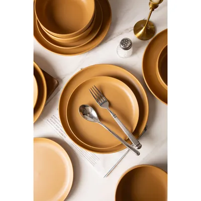 12-Piece Stoneware Dinnerware Sets With Mugs  Microwave & Dishwasher Safe Non-Toxic Dinner Plates Bowls Set  Stackable Matte Glaze Kitchenware For 3