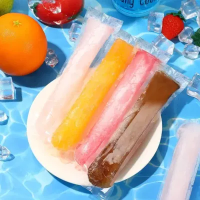 320 Pcs Disposable Beverage Packaging Bag Ice Popsicle Mold Bags With 2 Pcs Orange Funnels DIY Ice
