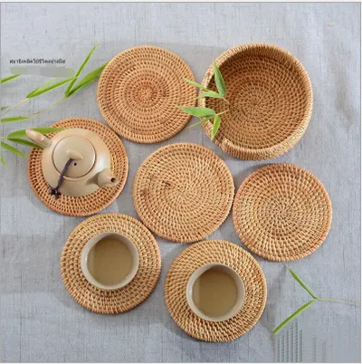 Hand-woven Vietnamese rattan coaster