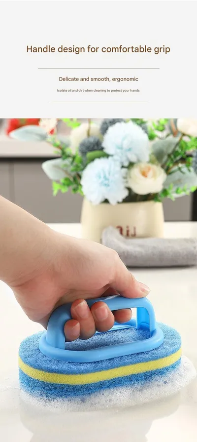 Kitchen Handle-style Pot Brush, Multi-functional Bathroom Tile Cleaning Brush, Double-layer Thickened Bathtub Brush, Sponge For Removing Stains.