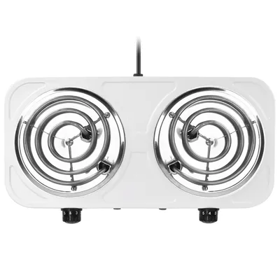2 Color Options -- 1Pc 2000W Electric Double Burner For Spring Season Cooking Portable Coil Heating Hot Plate Stove Countertop RV Hotplate With Non Slip Rubber Feet 5 Temperature Adjustments