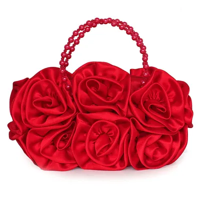 Fashionable BeadedRose Flower Dinner Bag