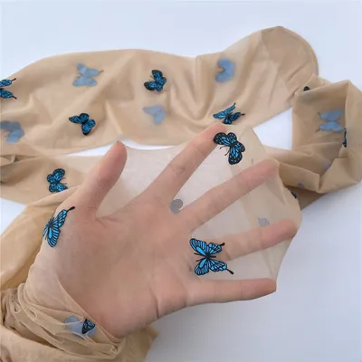 Blue Butterfly Printed Snag-proof Stockings Spring And Summer Pantyhose