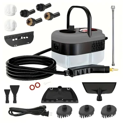 2500W Handheld Steam Cleaner With 12 Attachments, 1.2L Tank For Home, Car, Kitchen, Bathroom & Tile Grout, Gray
