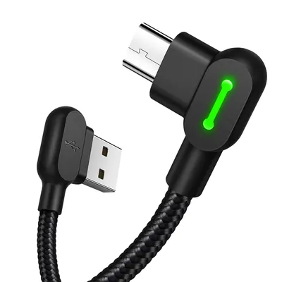 Double elbow with light braided charging cable
