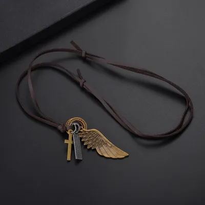 Vintage Wings Leather Cord Necklace Sweater Clavicle Chain